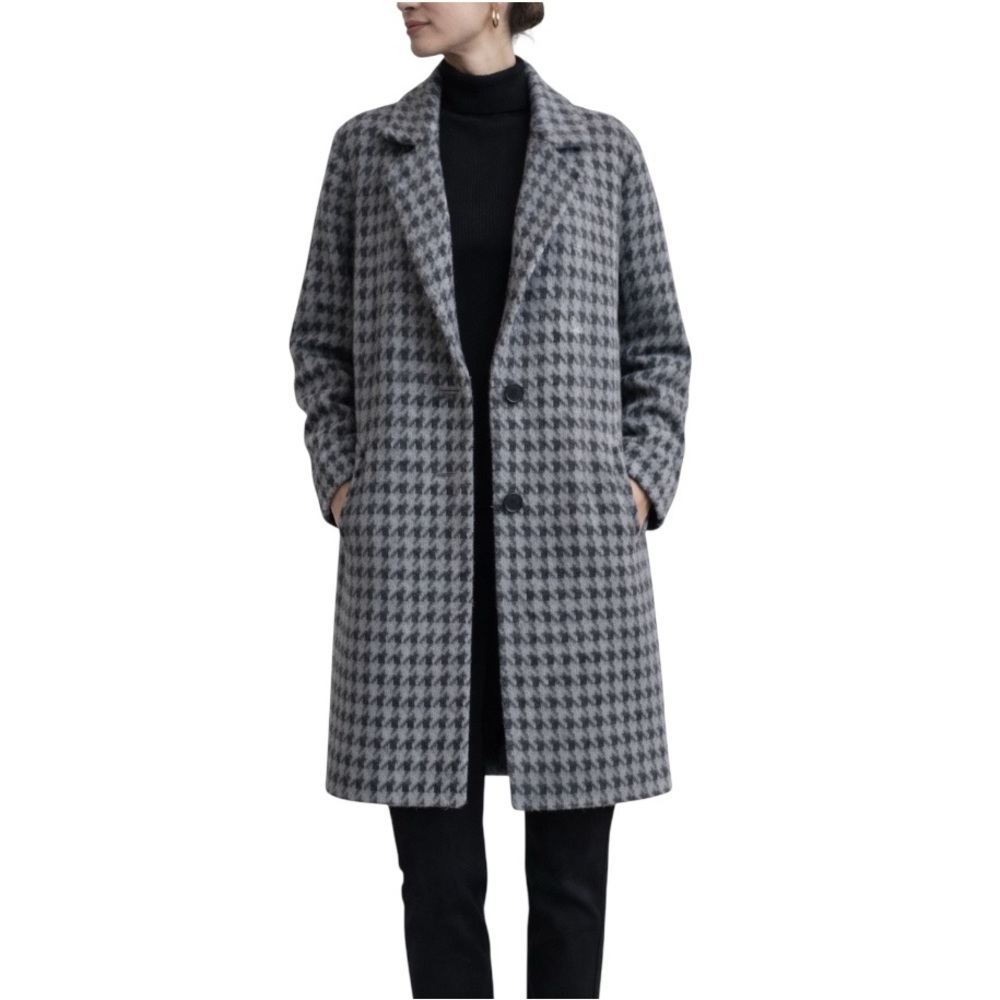 MAX STUDIO Classic Wool Houndstooth Knit Coat Women’s XL Tailored Timeless